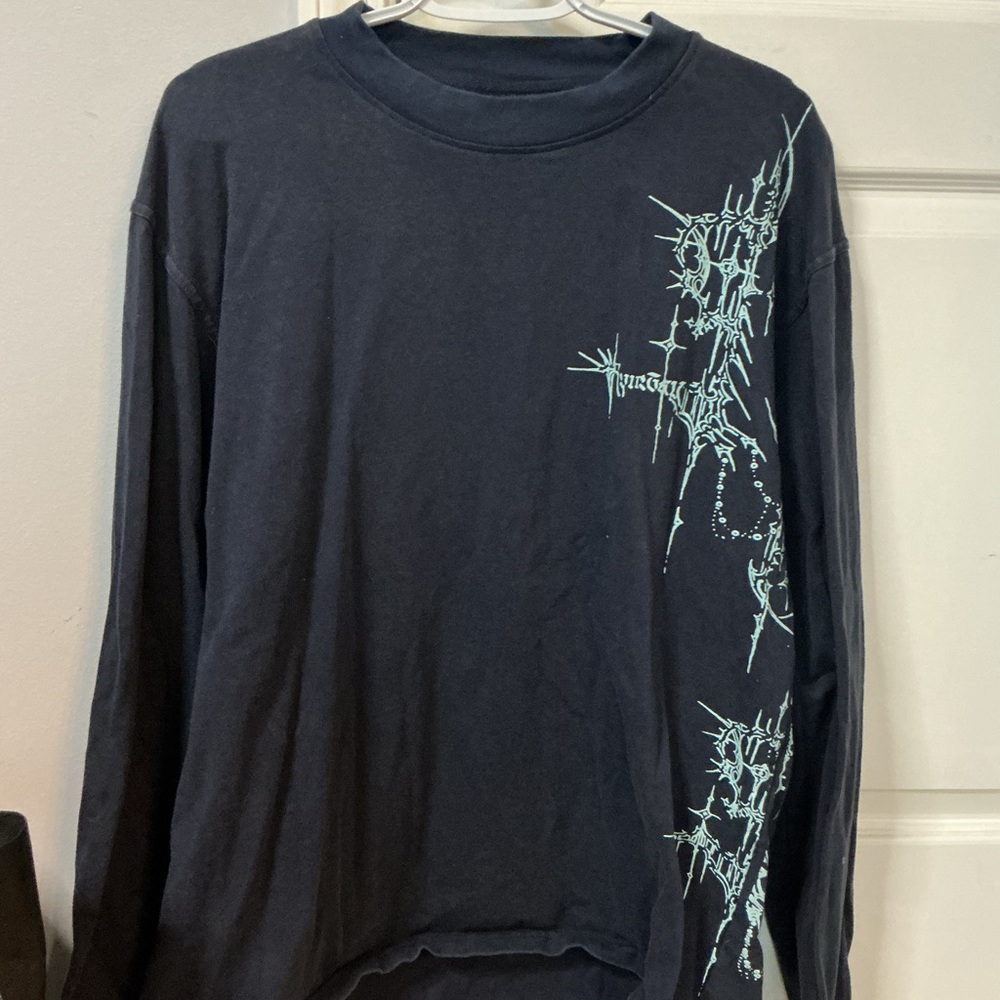 Men's Black Graphic Long Sleeve Shirt